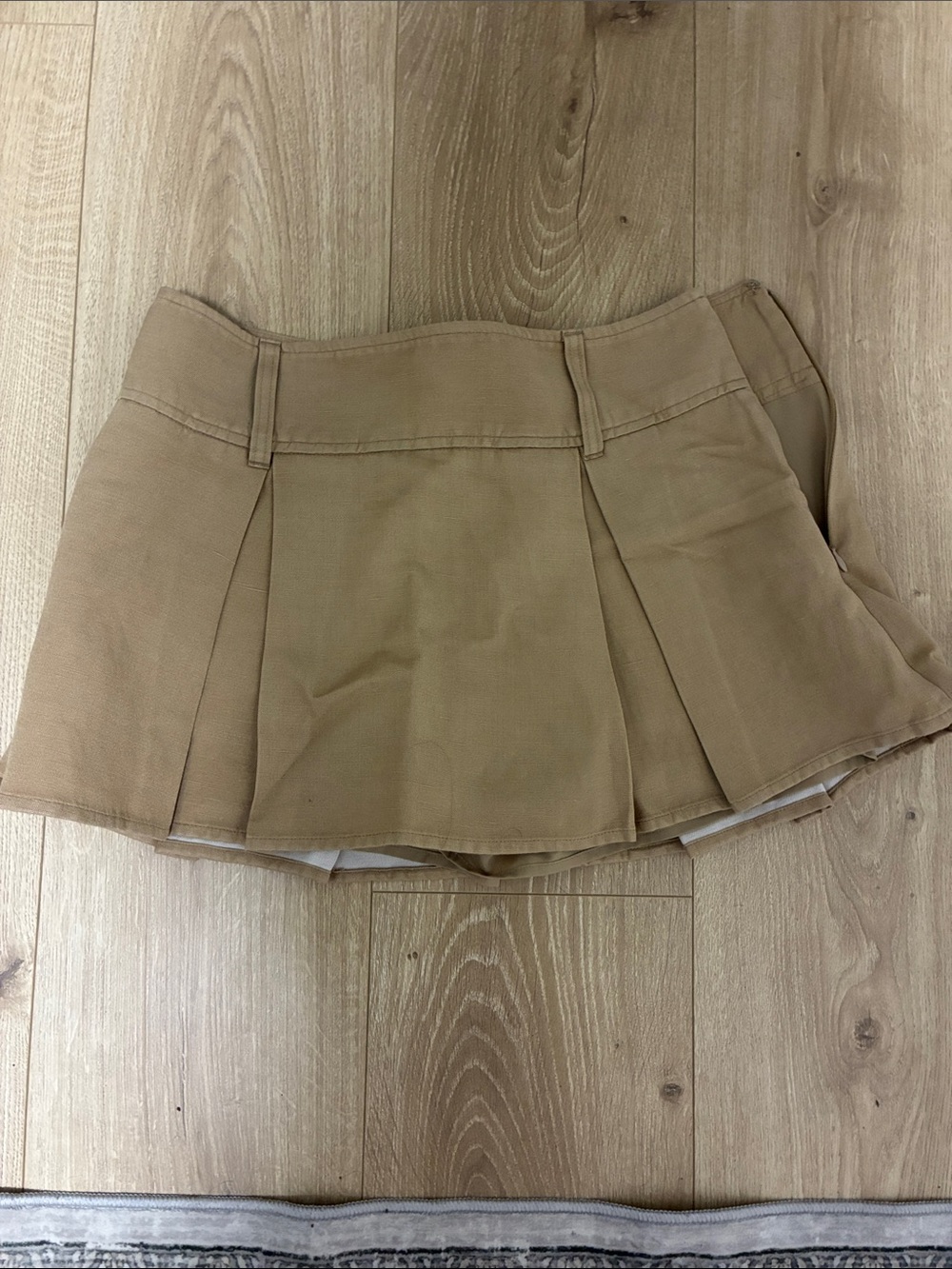 OAK + FORT Tan Pleated Mini Skirt